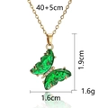 Elegant gold titanium steel necklace with a green shell butterfly pendant and crystals - Green Butterfly with Gold Foil Necklace