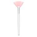 Fan-shaped facial mask brush with soft pink synthetic bristles and a white plastic handle - Pink Bristles Pearlescent Handle