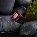 Men's vintage snake pattern signet ring with a large rectangular red gemstone - Adjustable Open / Black Signet Red Gemstone