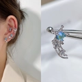 Star, moon, and butterfly silver earring set with blue zircon and tassels for women - EGD25 Butterfly Star Moon Light Blue