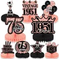 9pcs rose gold 75th birthday honeycomb centerpieces with vintage 1951 party motifs - 75th Birthday Style / 9 Pieces Set / Rose Gold