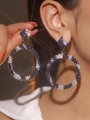 Sparkling oversized round crystal hoop earrings with black and silver rhinestones - Black Silver Alternate DTE1516125-S18BKW