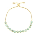 Bohemian evil eye bolo bracelet in gold with adjustable mint green beads for women - Green