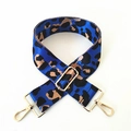 Adjustable royal blue leopard print bag strap with golden metal lobster clasps - Sky Blue