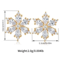 Specifiche dettagliate delle dimensioni per orecchini a foglia oro con zirconi - Orecchini a Lobo a Forma di Fiocco di Neve con Zircone Bianco