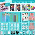 Face paint kit with 15 colors, 18 brushes, stencils, and purple 3-layer storage case - [High-End 125 Colors Phantom Dream Set] + Storage Box + Tools