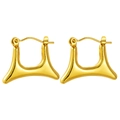Polished gold stainless steel earrings with a modern geometric trapezoid design - Curved Mirror Trapezoid