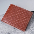 Portefeuille bifold en cuir marron pour hommes avec motif géométrique gaufré en losange - Café Clair D-Style Géométrique