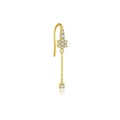 Minimalistische S925 Silber Quasten-Ohrringe in Gold mit Zirkon-Anhänger auf weißem Grund - Einzelstück / Gold (18K Gold - Einzeln)