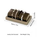 Brown leather bracelet display stand with champagne gold frame, 17x9.5x4cm size - Pillow Bracelet Stand (Coffee)