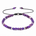 Handmade woven bracelet with purple imperial stones and silver engraved beads - Purple Textured Imperial Stone Style (13)