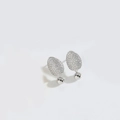 Silberne Blatt-Ohrstecker mit Zirkonia-Pavé und polierten Perlenanhängern für Damen - Ellipse / Silber