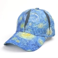 Deep blue Van Gogh Starry Night print baseball cap with a structured curved brim design - Velcro - Starry Sky