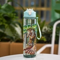 Gourde dessin animé bleue avec couvercle à clapet et motif de monstre coloré - 700ml / Vert Transparent