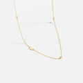 S925 sterling silver gold necklace with letter E pendant and zircon stone - Letter E / 925 Sterling Silver Plated With 18k Gold