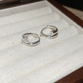 Macro view of silver hoop earrings with clear stones in a velvet jewelry box - Simple Ear Buckle (2#) / Silver Simple Style