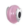 Charme en pierre œil de chat rose avec détails cœur en argent S925 pour bracelets - Style Oeil de Chat Coeur Rose