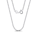 Polished S925 sterling silver thin O-chain necklace with a spring ring clasp - 40CM / White Gold