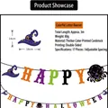 Banderole Happy Halloween colorée avec chapeau de sorcière et motifs d'araignée - HL-Bannière Halloween 003-Lettres Colorées Chapeau de Sorcier