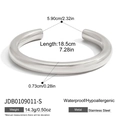 Bracelet jonc ouvert en acier inoxydable argenté poli, étanche et hypoallergénique - 14.3g / Diamètre Intérieur 5.90cm