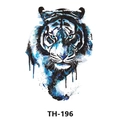 Temporary watercolor tattoo sticker featuring a blue tiger head design, model TH-196 - Th-196 / 210*148mm