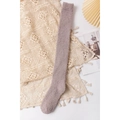 Thick grey coral fleece over-the-knee socks for women in soft plush winter knit - One Size / Dark Khaki