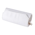 Portable white glitter PU leather jewelry roll bag with elegant tassel zipper closure - 14.5*6.2cm / Glitter White