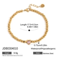 Detail van 18K vergulde roestvrijstalen kogelketting met roze zirkoon hart hanger - Gouden Ronde Kraal Hart Roze Zirkoon Armband (JDB0304010)