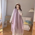 Lilac macaron purple long shawl scarf in soft cashmere style with stylish tassels - Dreamy Purple