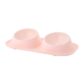 Pink double pet bowl with tilted neck protection design and anti-slip base for cats - Light Pink (White Plastic Bowl) / 41*22.5*8.5cm