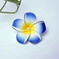 Blue and yellow gradient plumeria hair clip featuring a white pearl center detail - Blue Flower Head + Pearl [4cm]