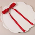 Red satin ribbon bow hair clip on a white decorative plate for elegant hair styling - Type E-2.5cm Single Layer Duckbill Clip / Burgundy