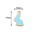 Blue and gold enamel rabbit charm for DIY jewelry, measuring 10mm by 17mm size - Blue Rabbit