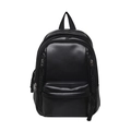Minimalist black synthetic leather backpack with woven rope zipper detail for women - Small / Black