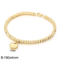 Goldenes Perlenarmband mit 11mm Herzanhänger auf sauberem weißem Hintergrund - Goldenes Armband (KB169592-Z)