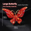 Large vintage butterfly brooch with red crystals and gold alloy finish, 8.8cm size - Large Butterfly Red (YNCP5960)
