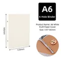 A6 white kraft paper 6-hole binder notebook with 135x185mm dimensions and heart tag - A6 White Kraft Paper Shell (6-Hole)