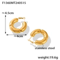 Orecchini a cerchio a C in acciaio inossidabile dorato con design a segmenti di bambù - Orecchini Color Oro (F1360) / Oro