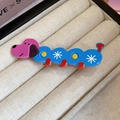 Süße blau-rosa Cartoon-Hundehaarklammer mit Sternmuster auf Samt-Schmucktablett - Cartoon Kreative Hund Entenschnabel-Haarspange (14# Entenschnabel-Blau)