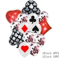 14-piece poker party balloon set with red and black heart club spade diamond motifs - Poker Balloon Bundle Style H (h005)