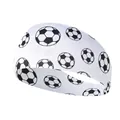 Elastic white sports headband with black soccer ball print for yoga and fitness - Soccer White