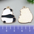 DIY Panda alloy charm with black and white enamel finish and size reference ruler - Panda Back View