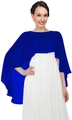 Detail of royal blue chiffon shawl showing translucent texture and elegant drape on dress - Royal Blue