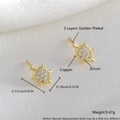 Gold turtle stud earrings made of brass with zircon inlay in a high-end minimalist style - Gold Plated Turtle