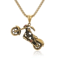 Collana con ciondolo moto dorata con cristalli rossi e catena a corda per uomo - Con Catena da 55cm / Oro