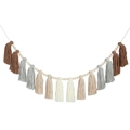 Ghirlanda bohémien con nappe e perline in legno su sfondo bianco per pareti - Grigio 14 Nappe