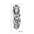 Waterproof full arm temporary tattoo WD-019 featuring Buddhist deity and lotus design - WD-019/Black and White Ink Bodhisattva Lotus
