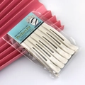 Set of six beige professional hair sectioning clips in premium retail packaging - 6 Pcs Set / White