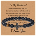 Detail of beaded bracelet with tiger eye stone on message card for husband - To My Husband