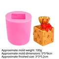 Pink round silicone mold for lucky bag resin craft with 3D bow knot detail - Type 2 (Gift Bag/Lucky Bag) / Pink